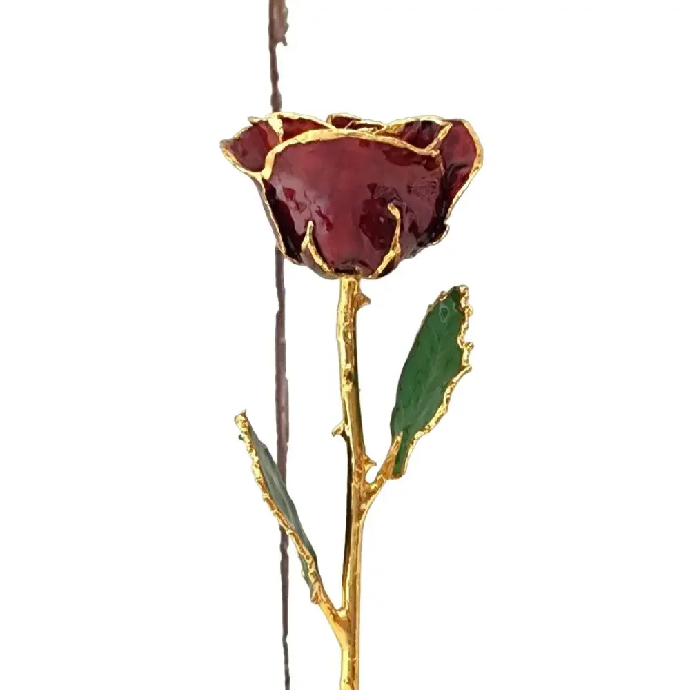 Forever Rose 24K Gold Plated Timeless Handcrafted Single Red Rose - Picture 6 of 8